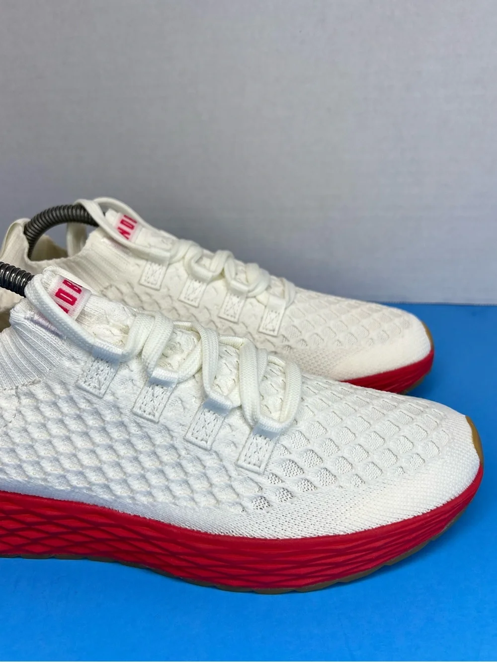 NOBULL Allday Knit Runner Womens Sneaker Classic White/Punch Sz 8.5M  NWOB
